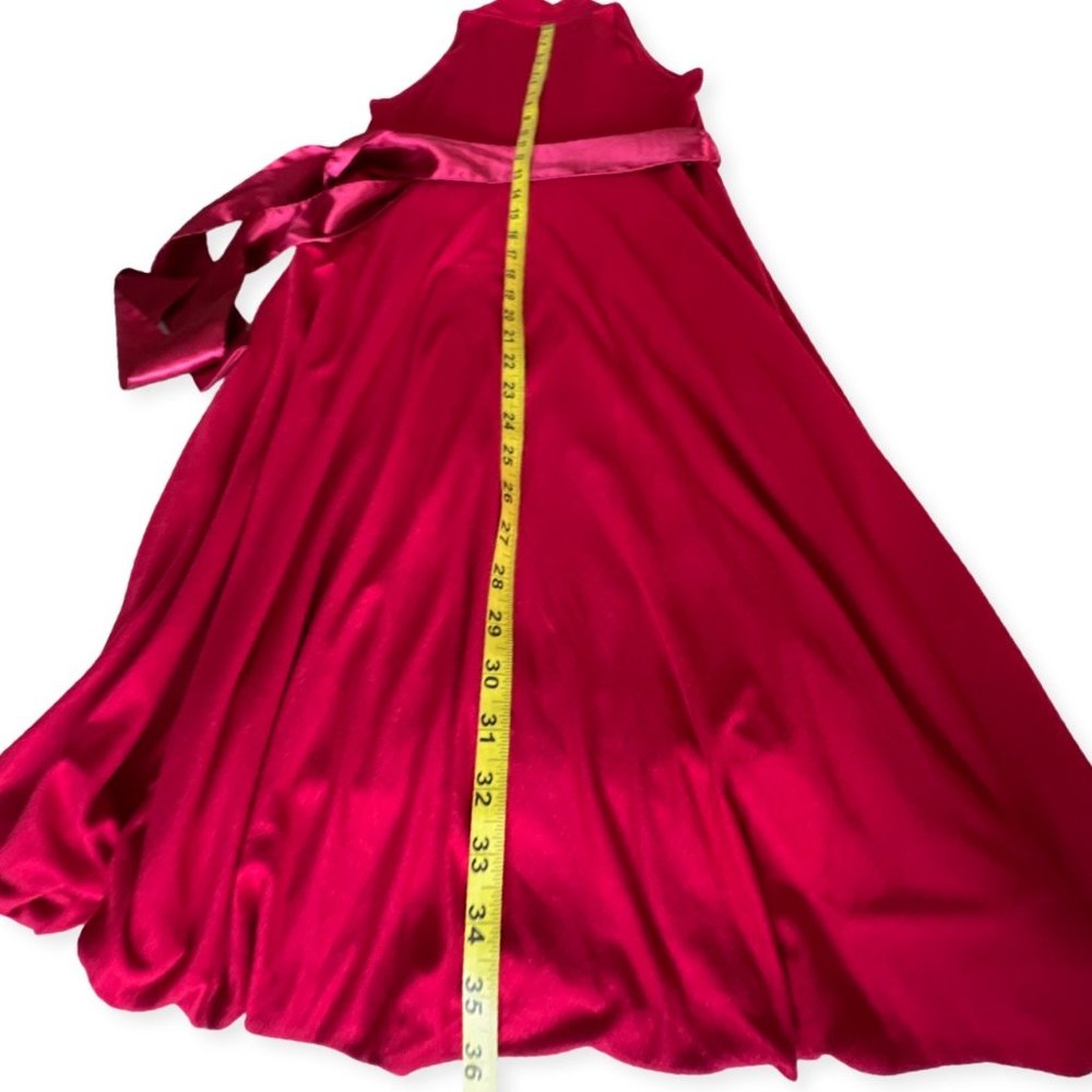 🌸4/$50🌸 Red Halter Wrap Cocktail Dress Satin Sash Lined Bubble Hem - Picture 11 of 13